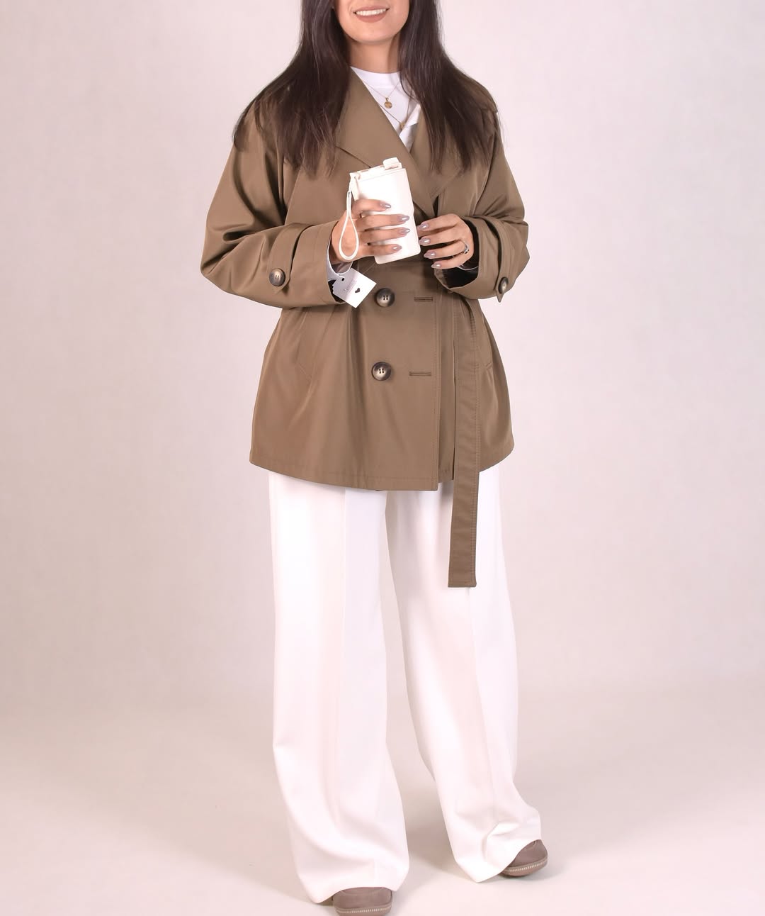 ترنچ کت نیسا رنگ موکایی